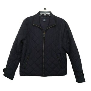 RALPH LAUREN SPORT Woman's Size Large Navy Blue Quilted JACKET COAT FULL ZIP